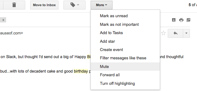 Gmail features not used mute conversations