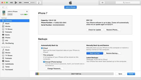 Sauvegarder l'iPhone sur ordinateur avec iTunes