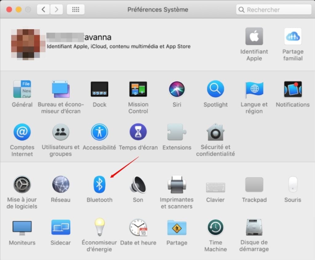 cliquez sur Bluetooth.