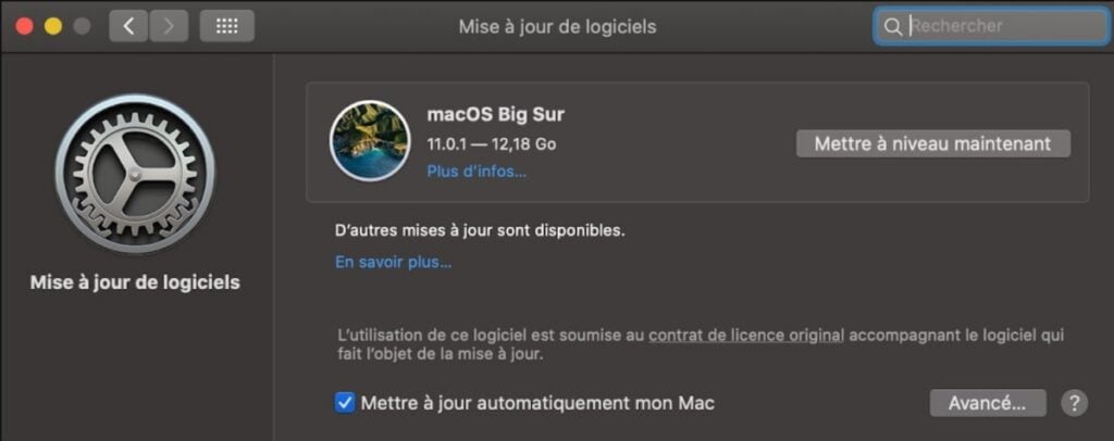 Mise à jour de macOS