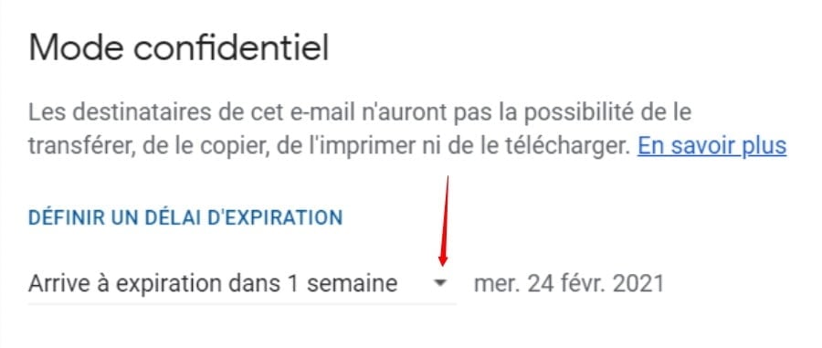 Déterminer le délais d'expiration de votre email