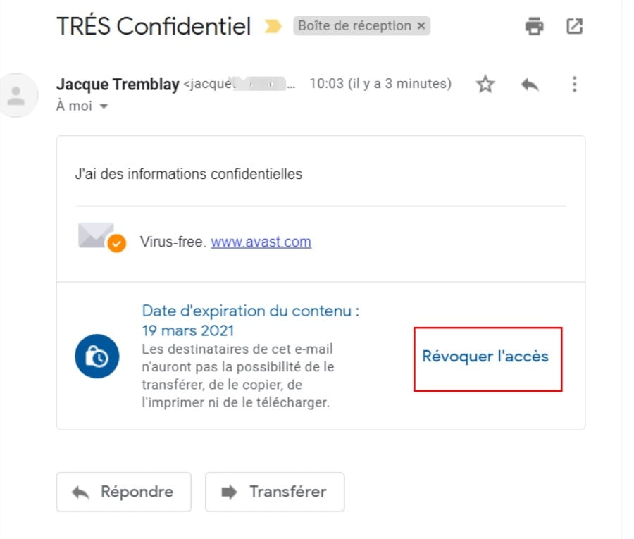 Révoquer accés à un email dans gmail